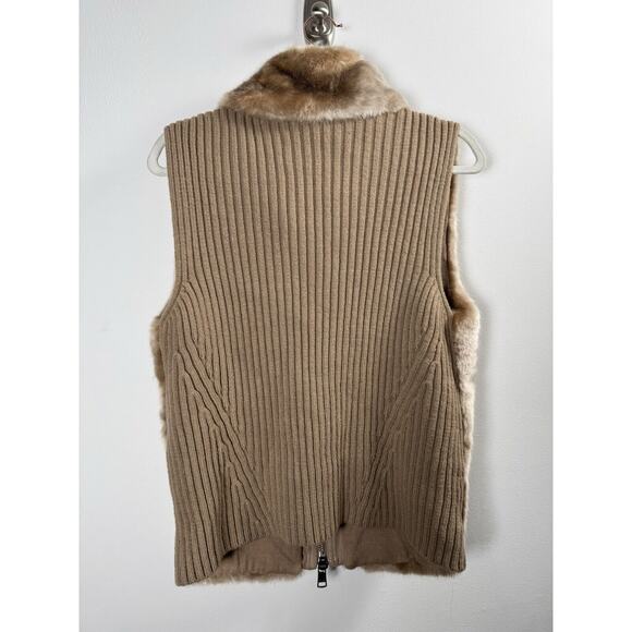 Armani Exchange Faux Fur Front Winter 2015 Sweater Vest Glam Regency Old Money M - Picture 5 of 8